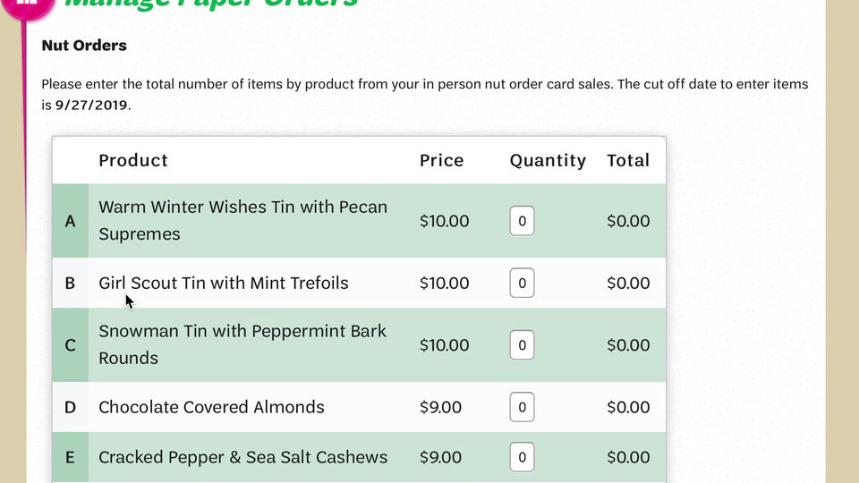 Entering In-Person Orders